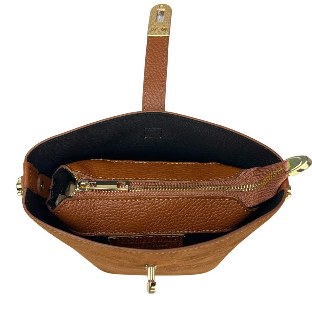 Mi126 Tan Suede Bucket Bag