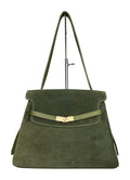MI579 Olive Suede Belted Shoulder Bag