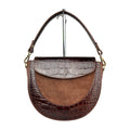 MI618 Mocha Suede Croc Saddle Bag