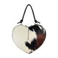 MI677 Cow Print Pony Hair Heart Bag