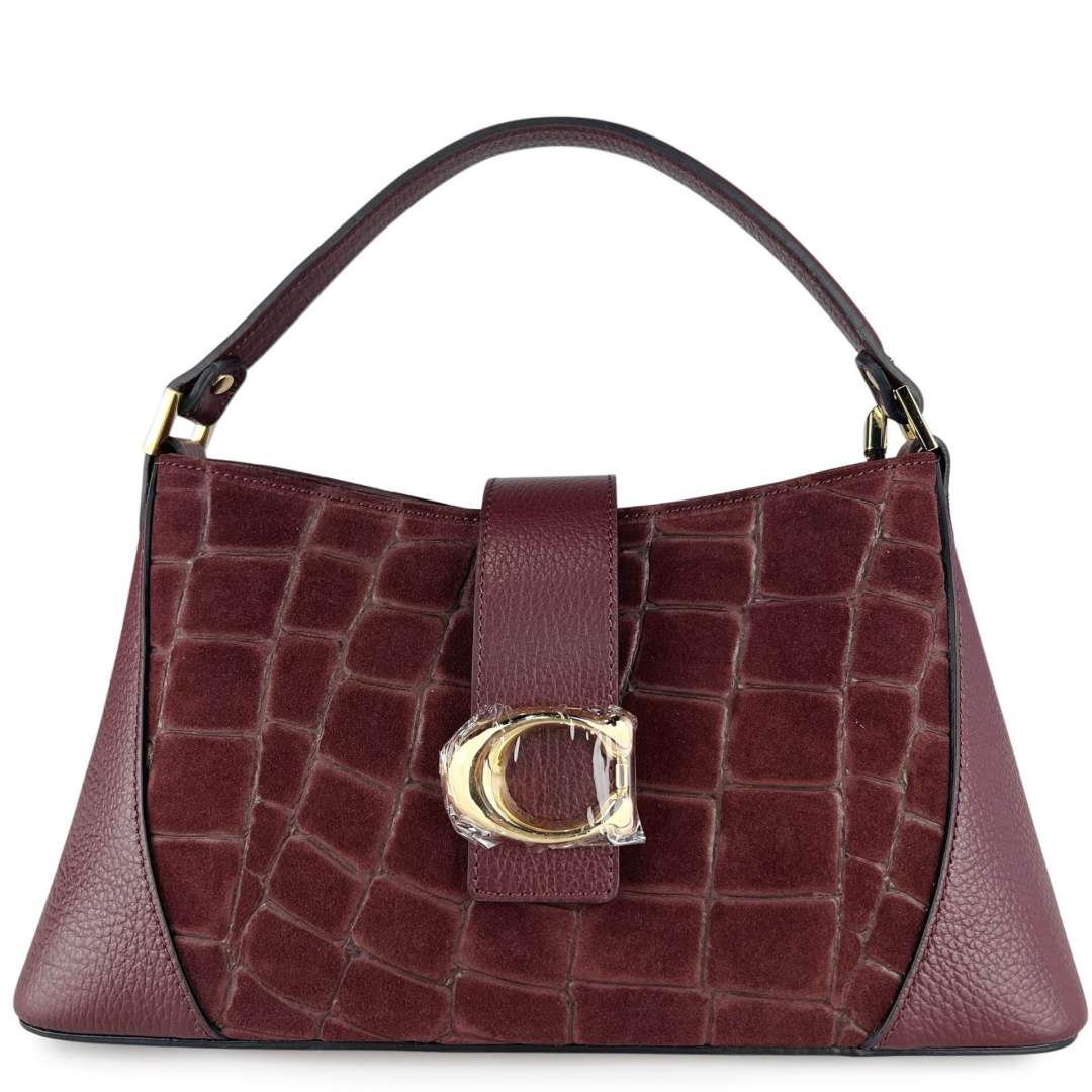 Mi208 Burgundy Croco-Print Accent Bag