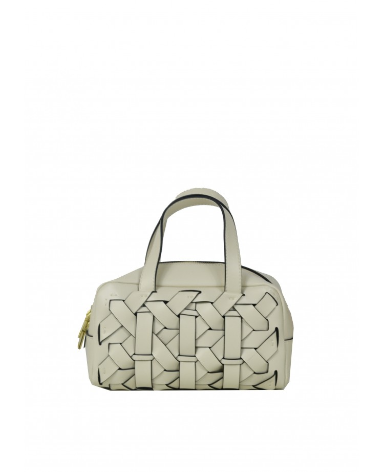 IBLWCIV Italian Ivory Cassette Handbag w/ Oversized Woven