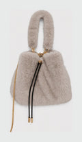 JA006 Light Grey Faux Fur Bucket Bag