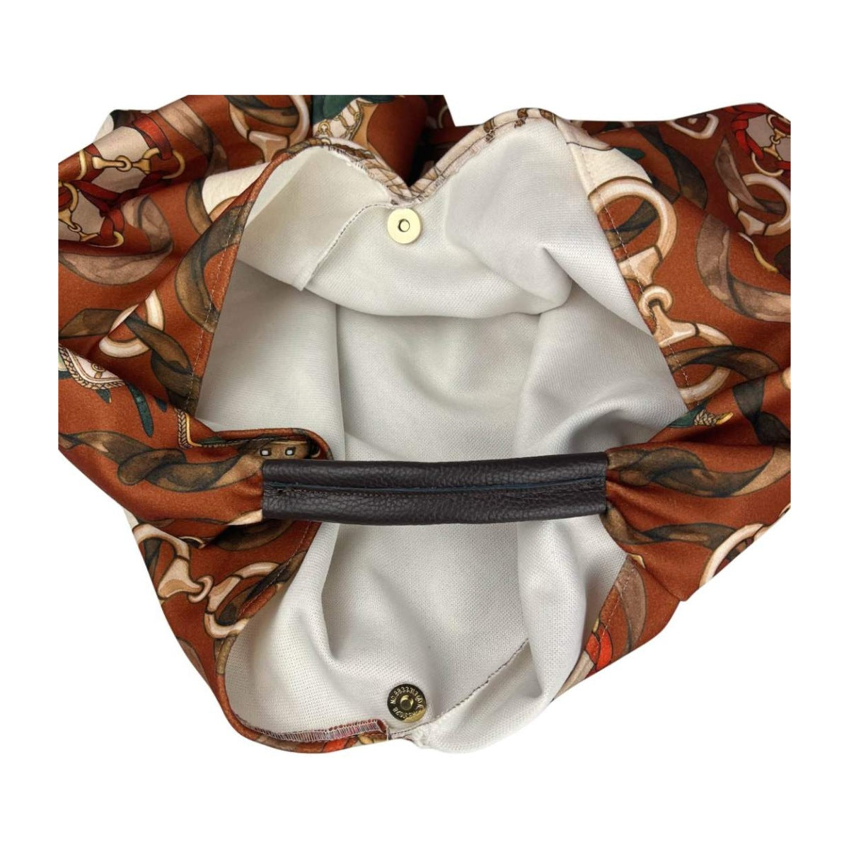MI657 Brown Equestrian Print Triangle Tote Bag