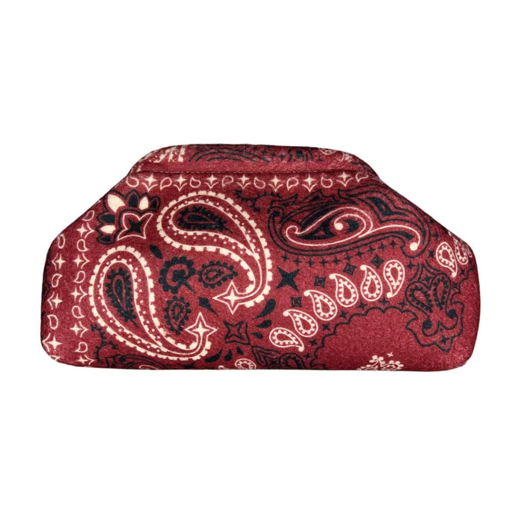 MI665 Burgundy Bandana Print Clutch Bag