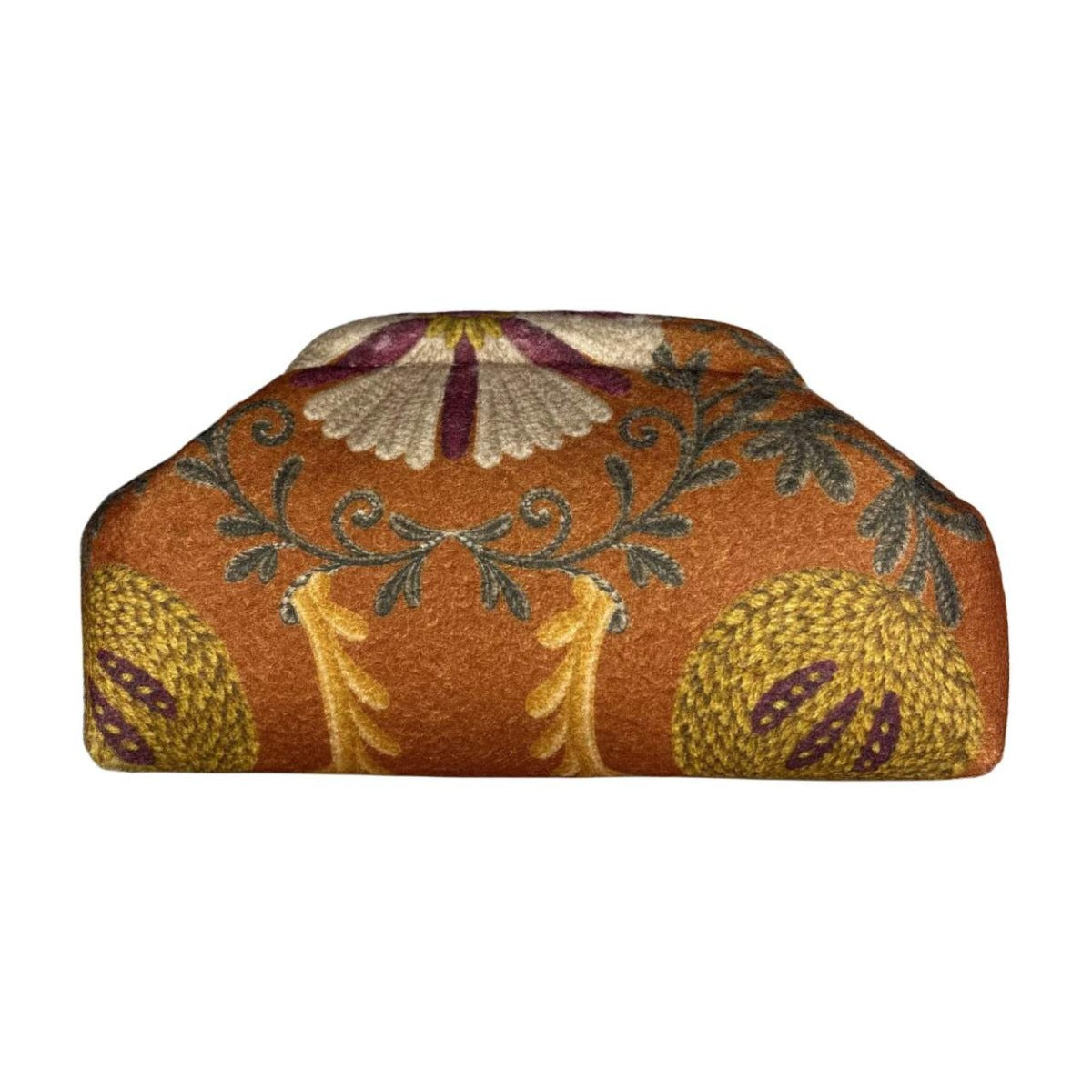 MI651 Tan Botanical Print Clutch Bag