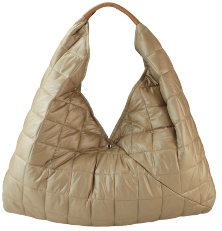 961 Italian Camel Puffy Fabric Handbag w/ Leather Handle