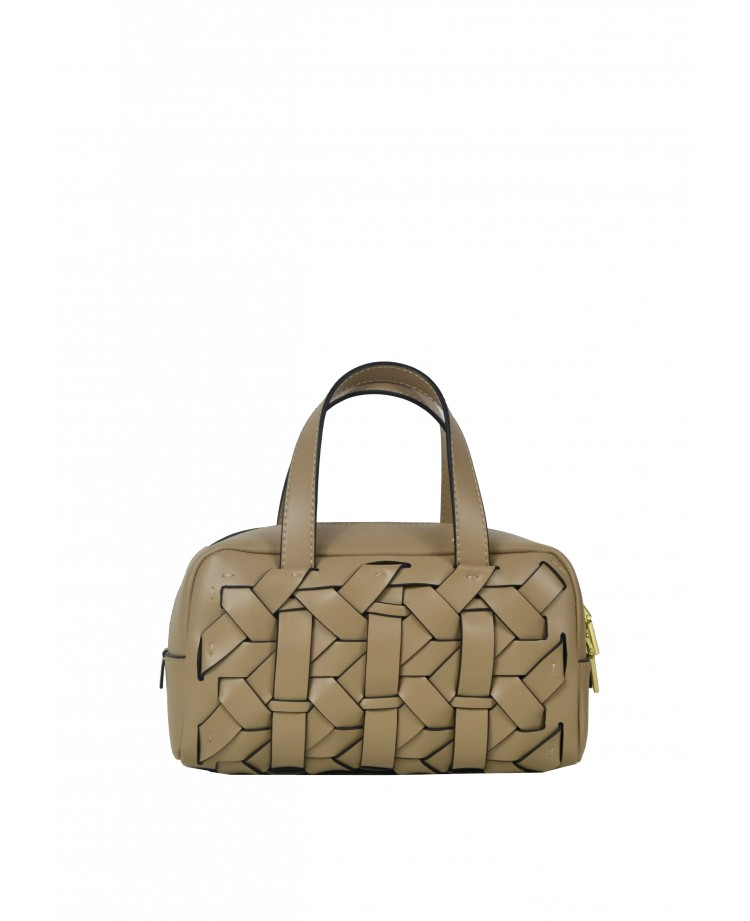 IBLWCBE Italian Beige Cassette Handbag w/ Oversized Woven