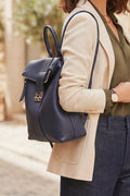 ZZ085 Navy Leather Backpack