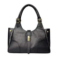 MI664 Black Leather Shopper Bag