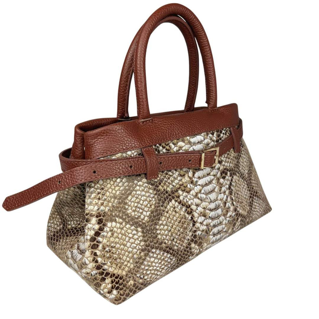 Mi237 Brown Python-Print Bag