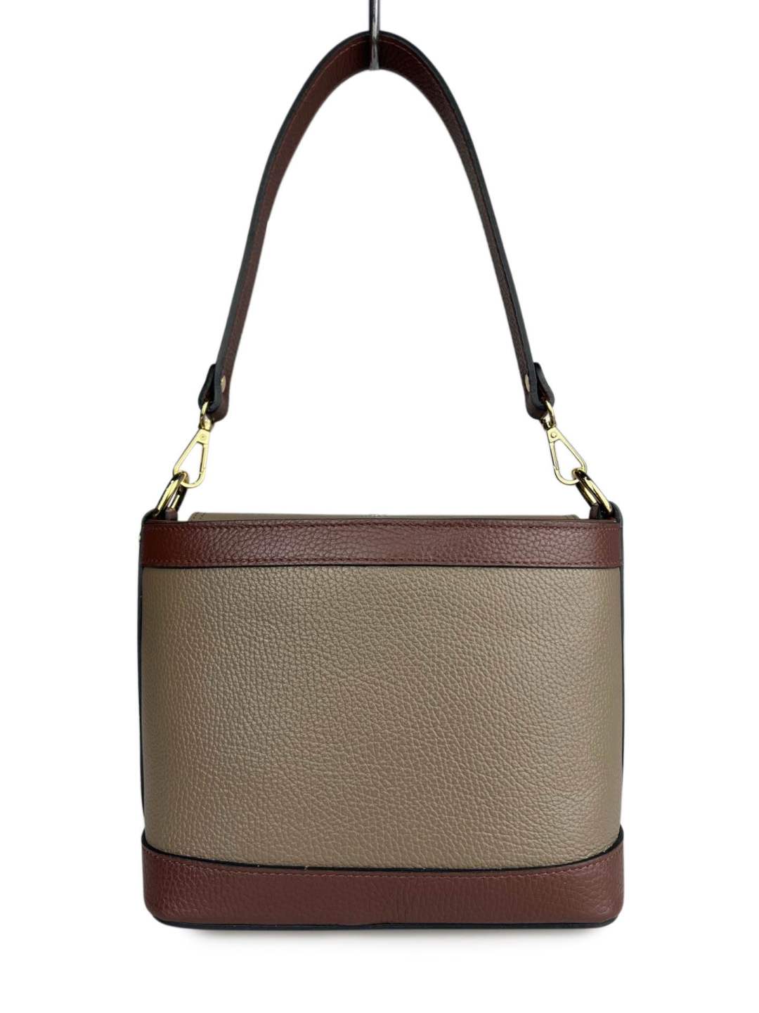 Mi174 Dark Taupe Two-Tone Shoulder Bag