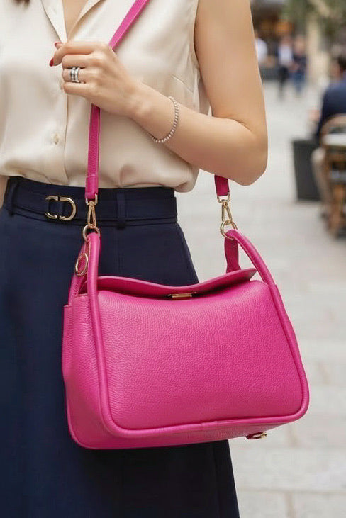 ZZ150 Fuchsia Leather Top Handle Bag