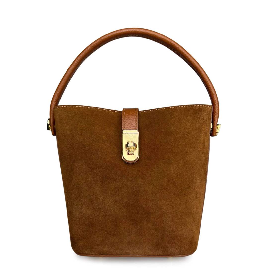 Mi126 Tan Suede Bucket Bag