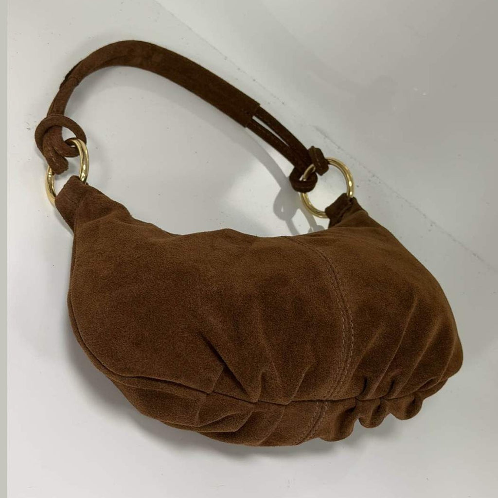 ST172 Brown Suede Crescent Shoulder Bag