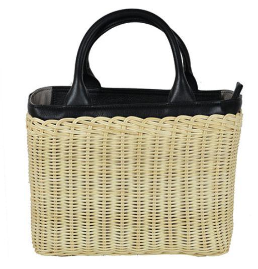 IT13BLA Black Leather Woven Basket-Style JIJOU CAPRI