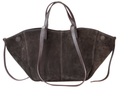 961 Italian Suede Leather Choco Travel  Bag w/ Leather Pouch