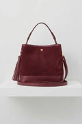 ZZ065 Burgundy Leather Suede Bucket Bag