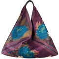 MI500 Plum Crane & Peony Print Triangle Bag