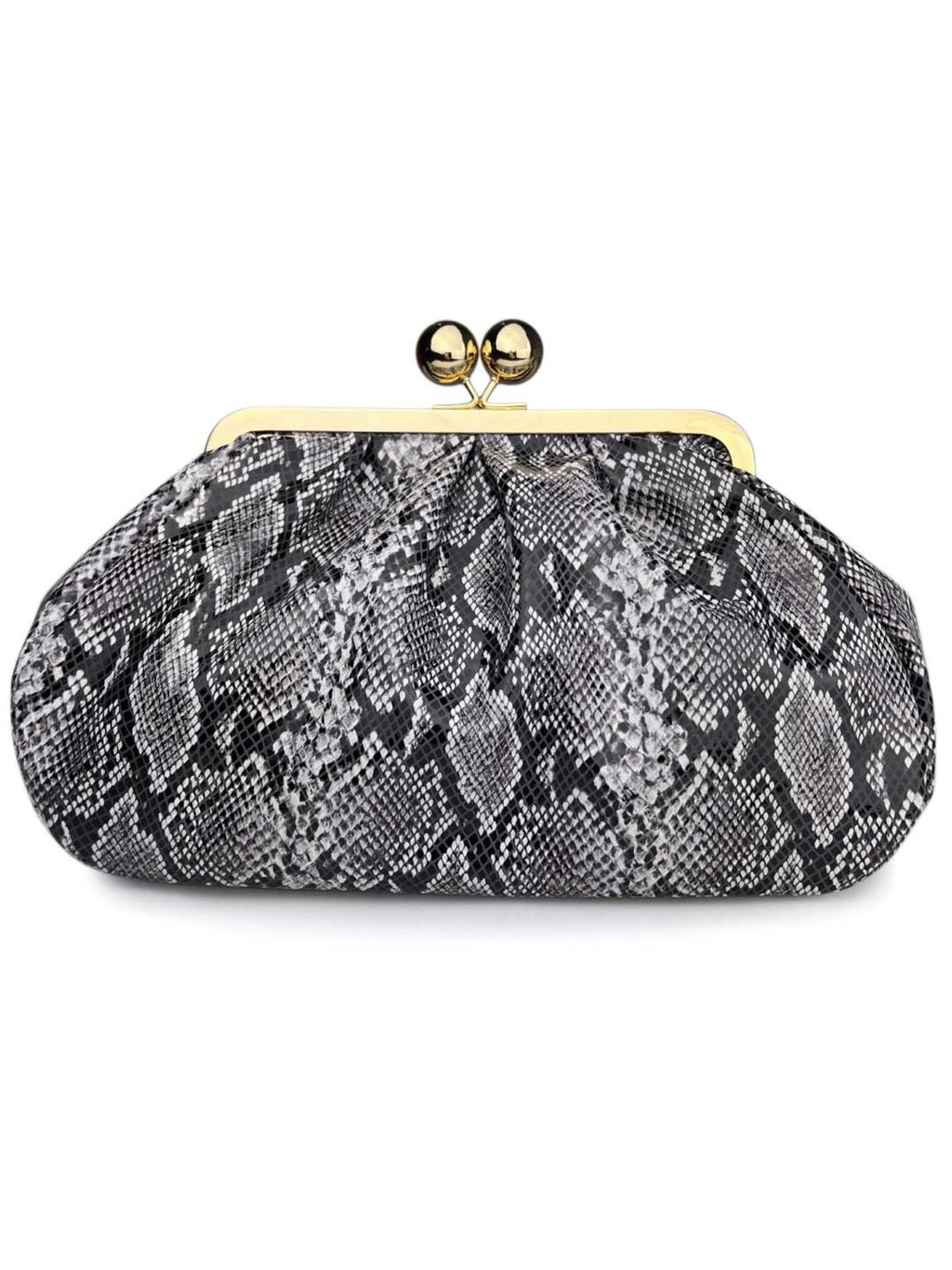 Mi267 Python Print Grey Clip Clutch