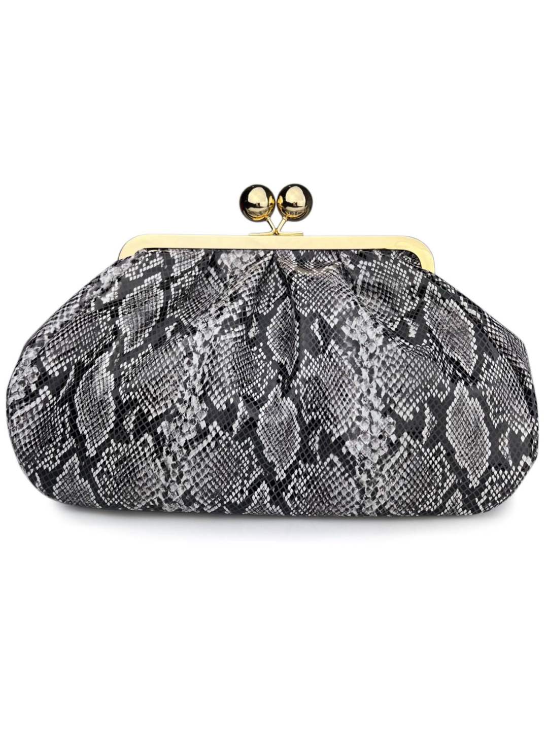 Mi267 Python Print Grey Clip Clutch