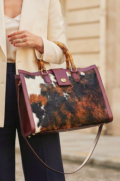 ZZ058 Burgundy XL Animal Print Handbag