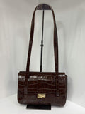 ST154 Brown Croco Print Leather Shoulder Bag