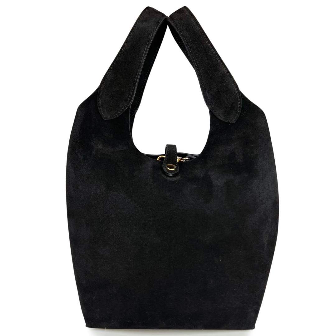 Mi125 Black Suede Pouch Tote