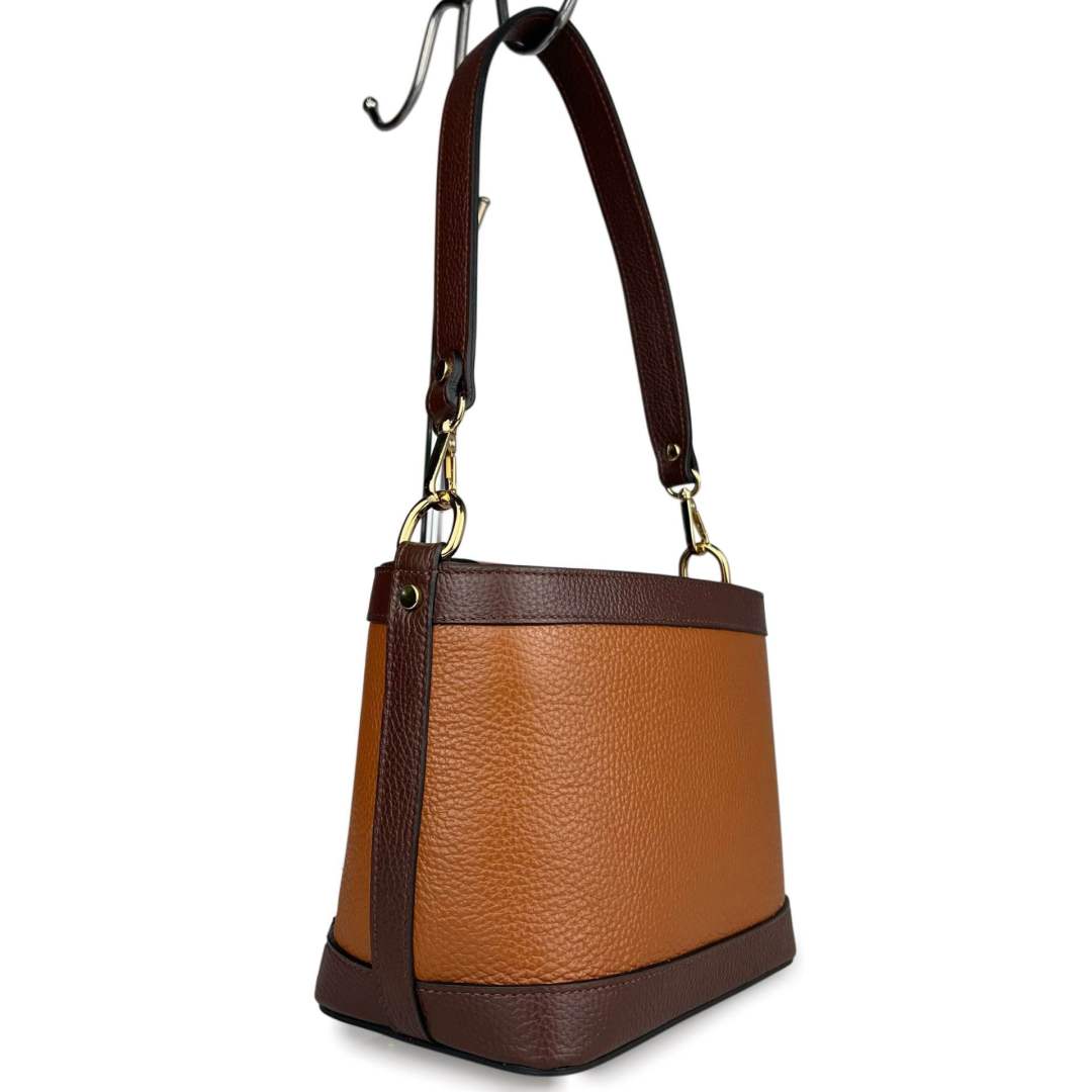 Mi175 Tan Two-Tone Shoulder Bag