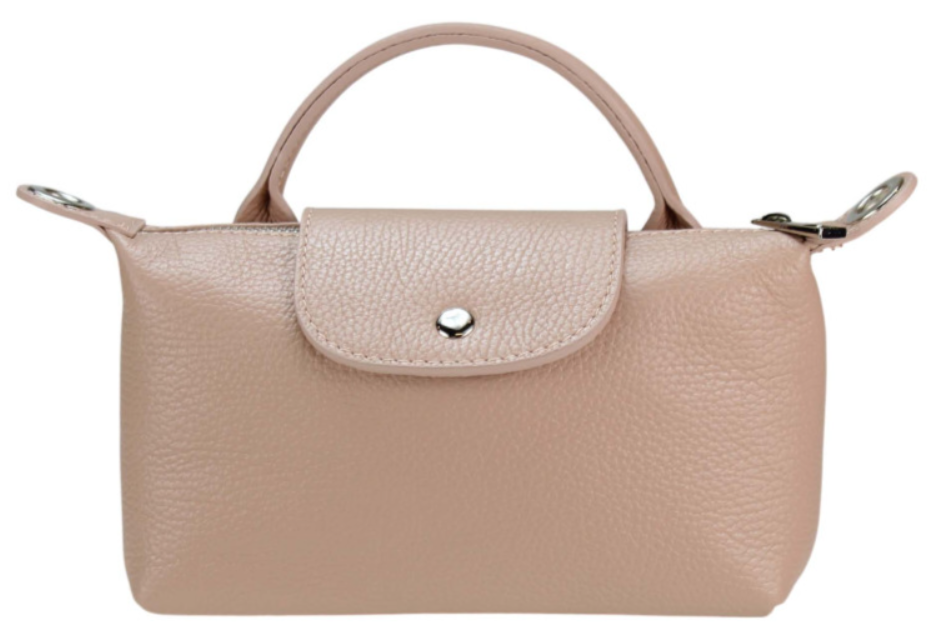 LOLOBLUS Italian Leather Blush Small Handbag Snap Closure