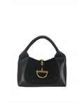IBHBSBK Italian Black Suede Buckle Saddle Bag