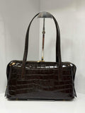St043 Dark Brown Croc-Embossed Duna Bag