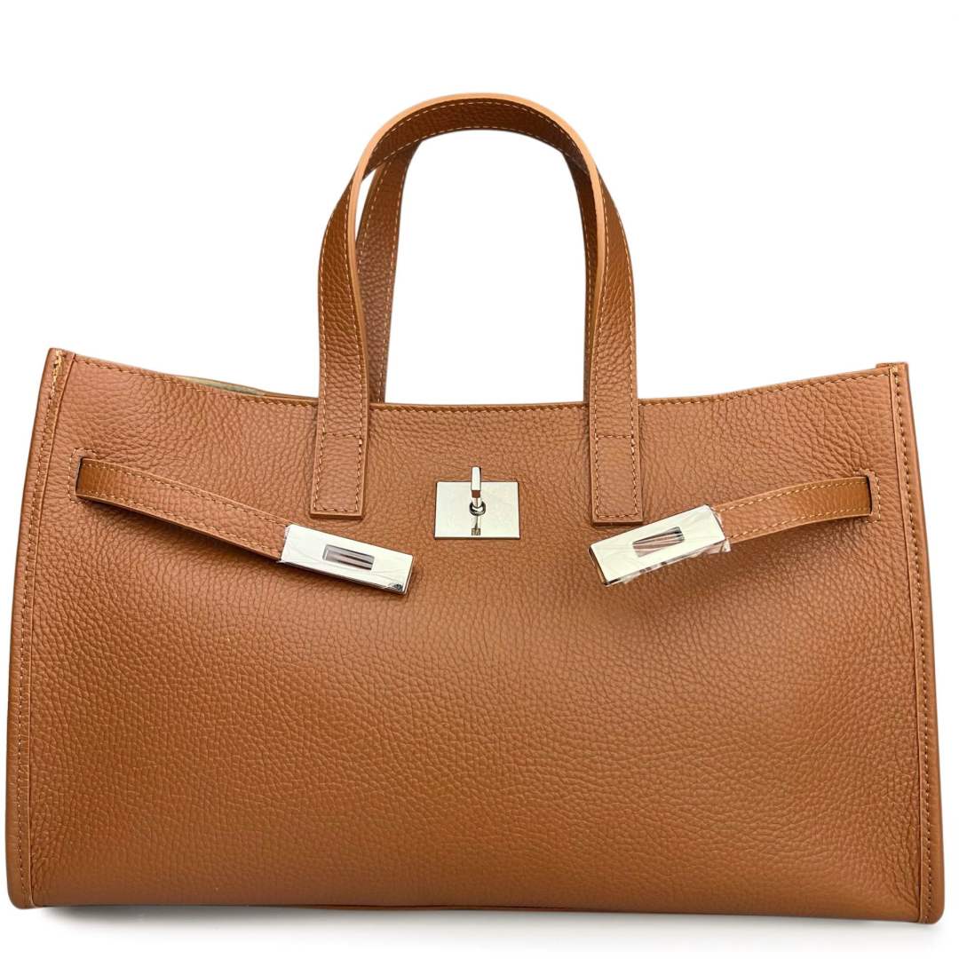 Mi090 Tan Front-Accent Tote