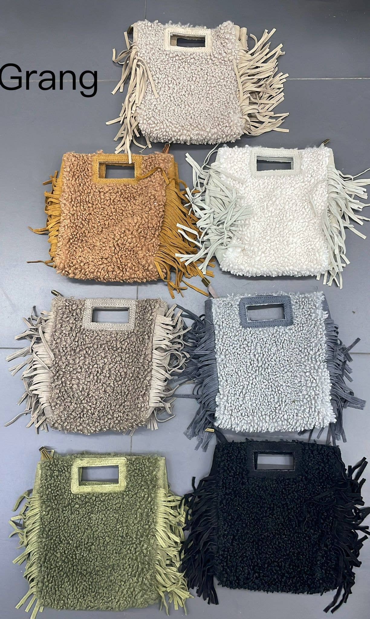 CHFRPL Italian Plush & Leather Fringed Crossbody Bag JIJOU