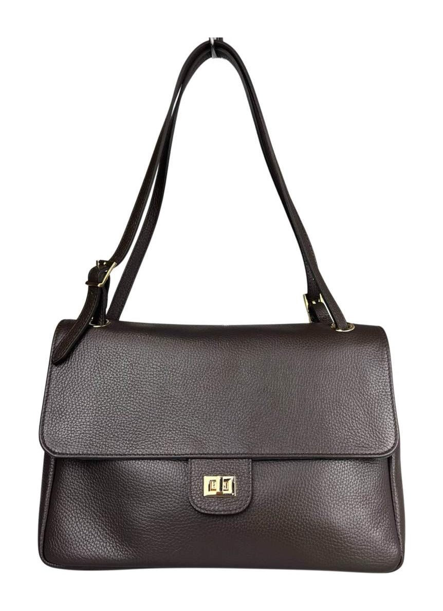 MI601 Dark Brown Leather Flap Bag