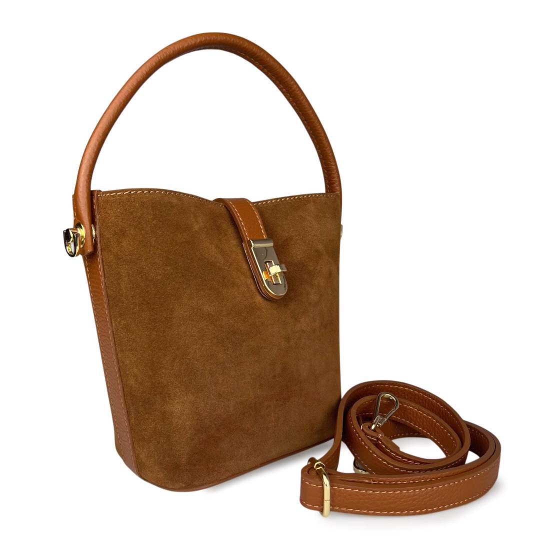 Mi126 Tan Suede Bucket Bag
