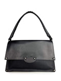 Mi231 Black Woven-Handle Flap Bag