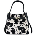 MI528 Black & White Cow Print Pony Hair Bucket Bag
