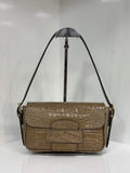 ST160 Taupe Croco Print Leather Baguette Bag