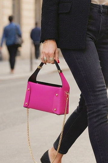 ZZ138 Fuchsia Small Smooth Leather Handbag