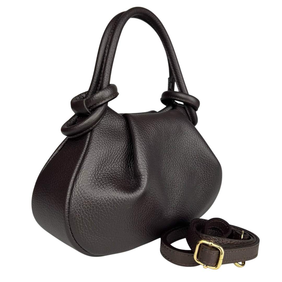 Mi181 Dark Brown Knotted-Handle Bag
