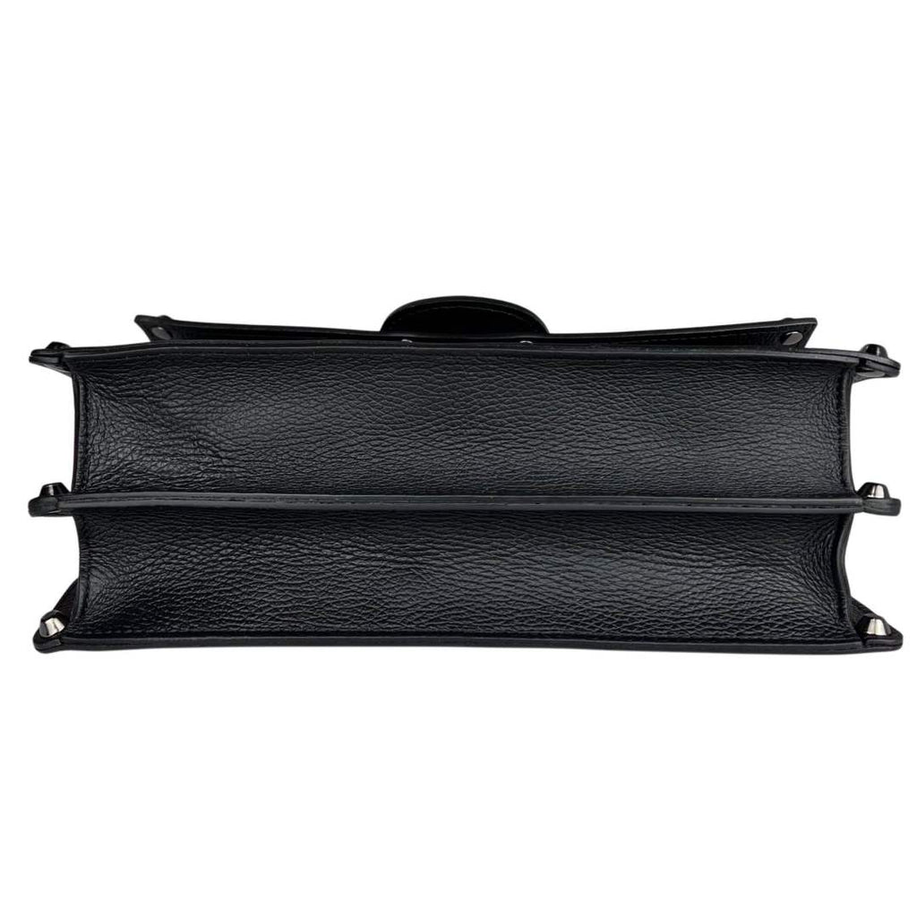 Mi231 Black Woven-Handle Flap Bag