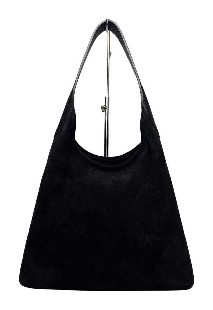 MI593 Black Suede Hobo Bag