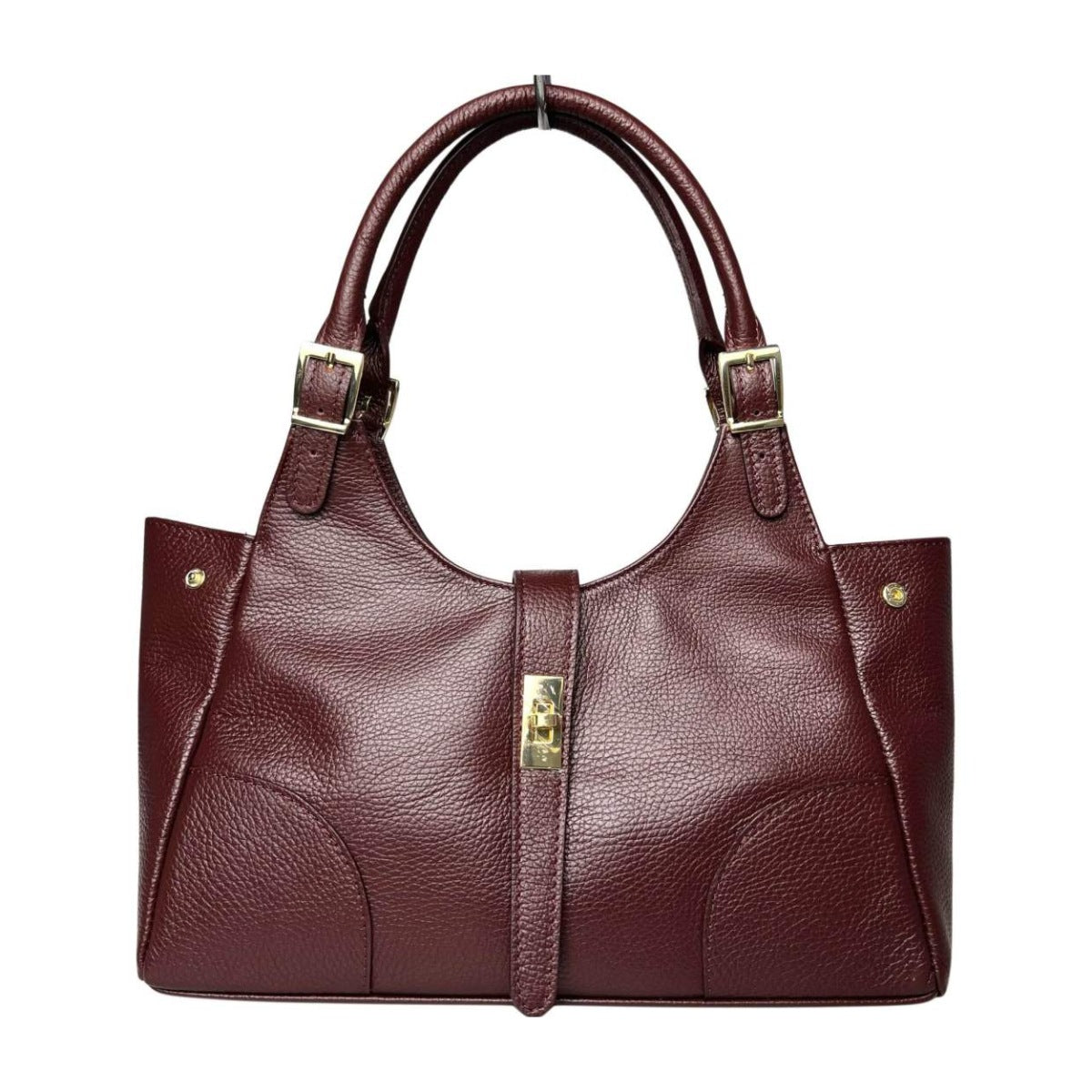 MI662 Burgundy Leather Shopper Bag