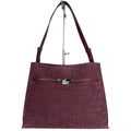 MI529 Burgundy Croco Print Suede Shopper Bag