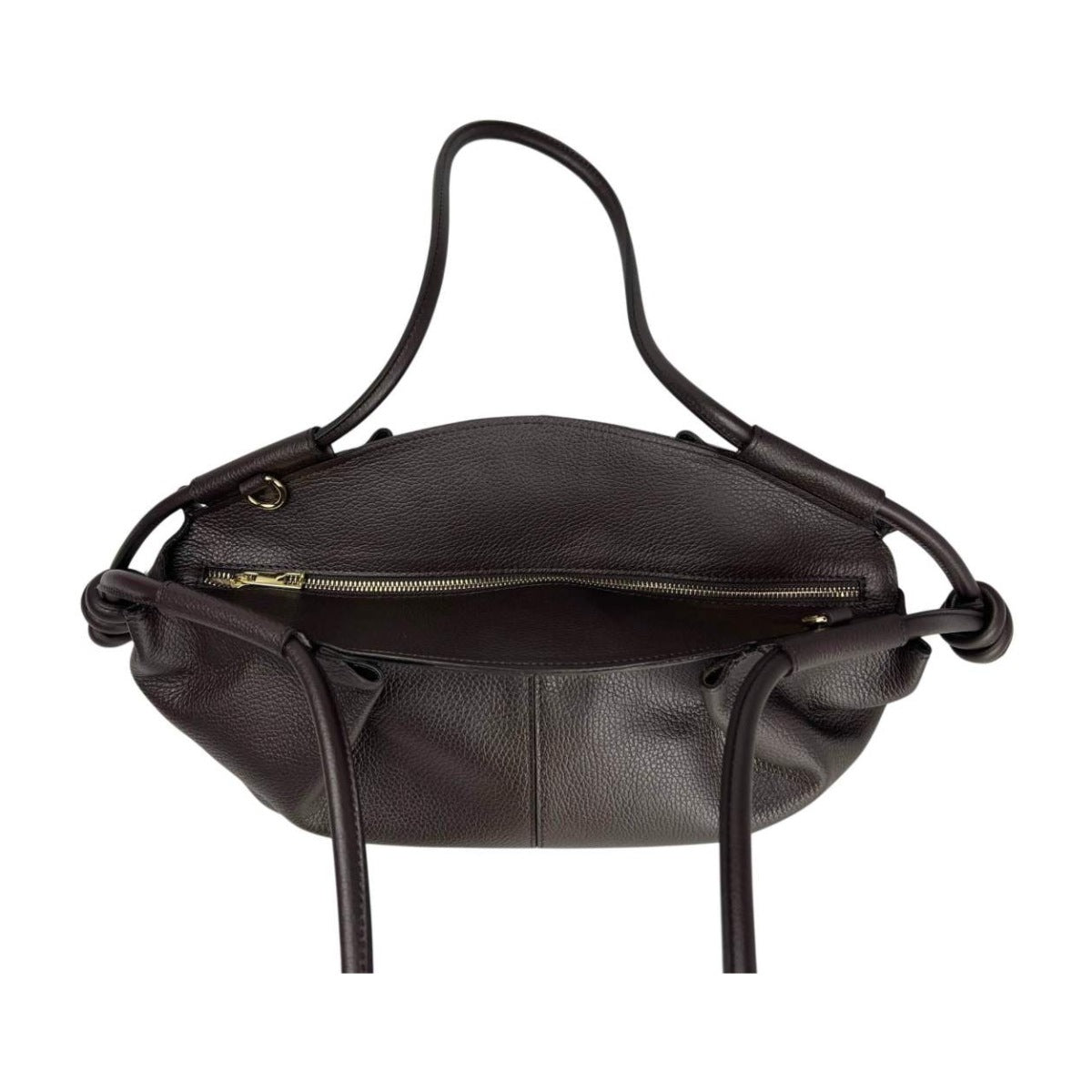 MI679 Dark Brown Ruched Leather Shoulder Bag