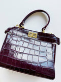 LEBCRB Italian Wine Embossed Croco Leather Crossbody Bag