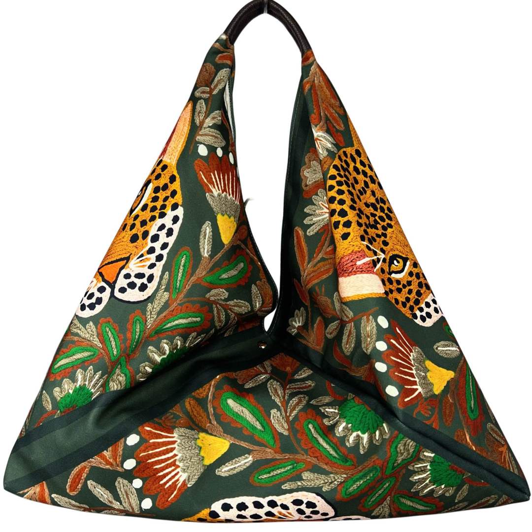 MI478 Olive Leopard Print Triangle Bag