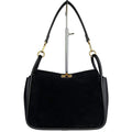 MI517 Black Suede Bamboo Clasp Bag