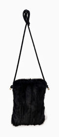 JA009 Black Faux Fur Phone Bag